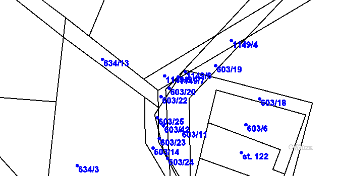 Parcela st. 603/20 v KÚ Smolotely, Katastrální mapa