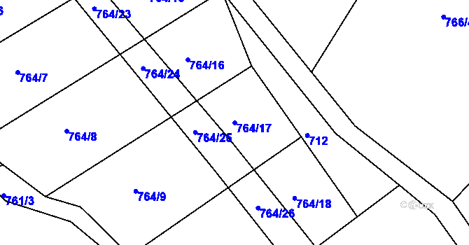 Parcela st. 764/17 v KÚ Smolotely, Katastrální mapa