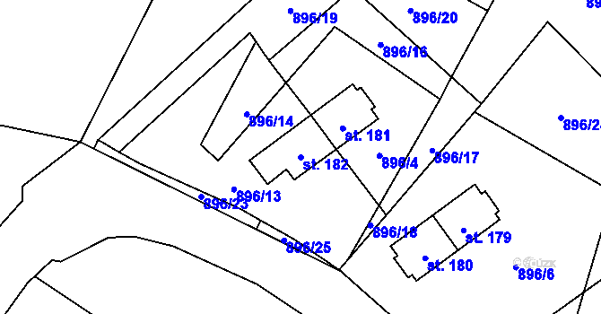 Parcela st. 182 v KÚ Smolov, Katastrální mapa