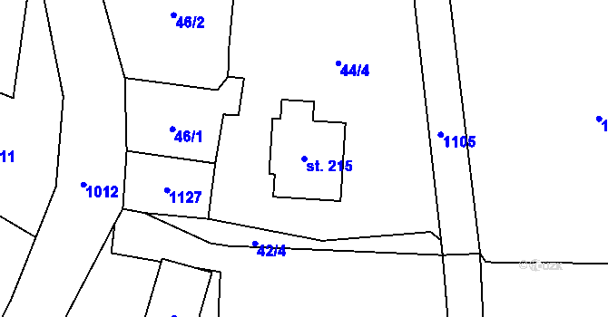 Parcela st. 215 v KÚ Smolov, Katastrální mapa