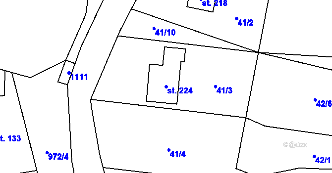 Parcela st. 224 v KÚ Smolov, Katastrální mapa