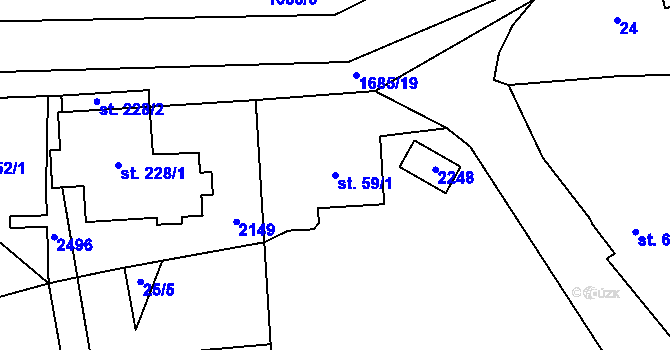 Parcela st. 59/1 v KÚ Železná u Smolova, Katastrální mapa