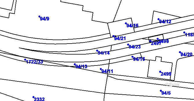 Parcela st. 94/14 v KÚ Železná u Smolova, Katastrální mapa