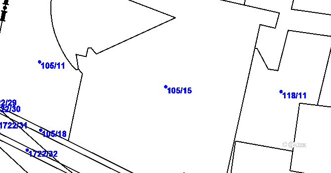 Parcela st. 105/15 v KÚ Železná u Smolova, Katastrální mapa