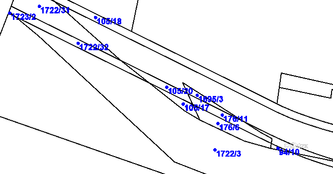 Parcela st. 105/20 v KÚ Železná u Smolova, Katastrální mapa