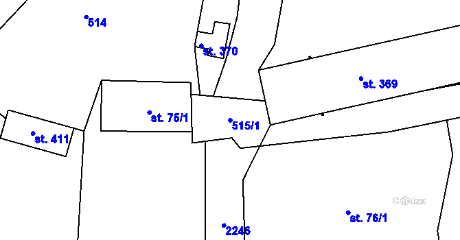Parcela st. 515/1 v KÚ Železná u Smolova, Katastrální mapa