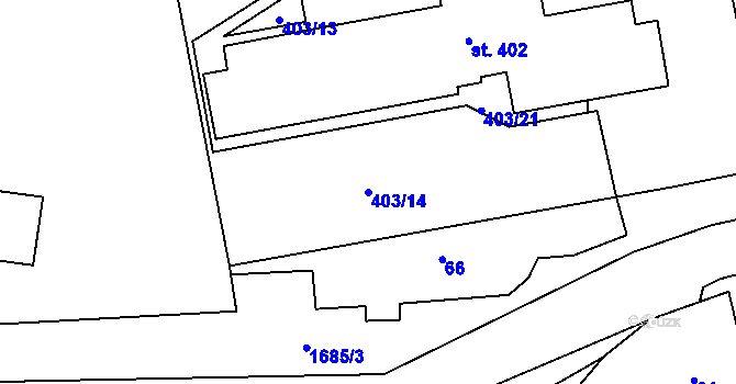 Parcela st. 403/14 v KÚ Železná u Smolova, Katastrální mapa
