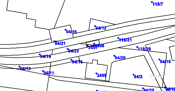 Parcela st. 2497 v KÚ Železná u Smolova, Katastrální mapa
