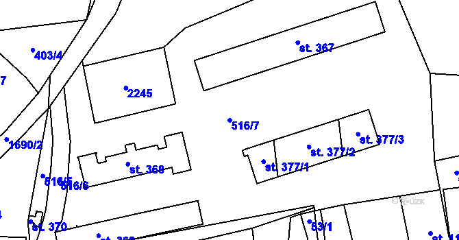 Parcela st. 516/7 v KÚ Železná u Smolova, Katastrální mapa