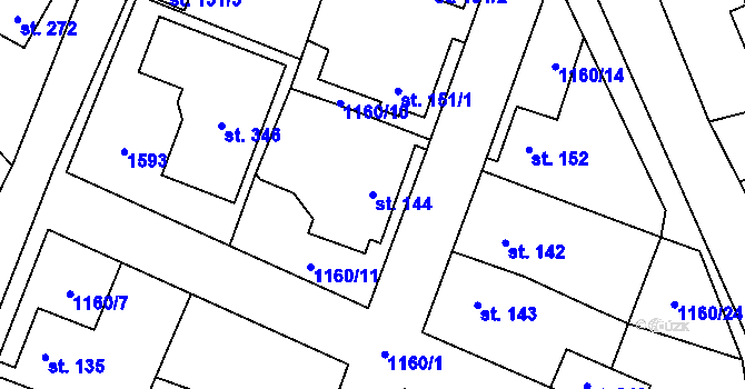 Parcela st. 144 v KÚ Smrčná na Moravě, Katastrální mapa