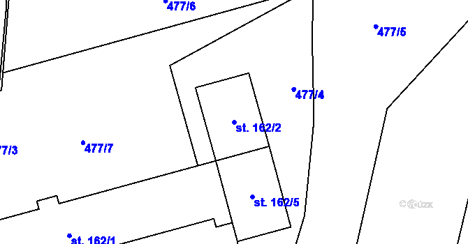 Parcela st. 162/2 v KÚ Smrčná na Moravě, Katastrální mapa