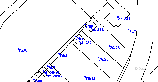 Parcela st. 252 v KÚ Smrčná na Moravě, Katastrální mapa