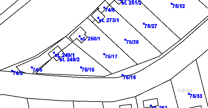 Parcela st. 75/17 v KÚ Smrčná na Moravě, Katastrální mapa
