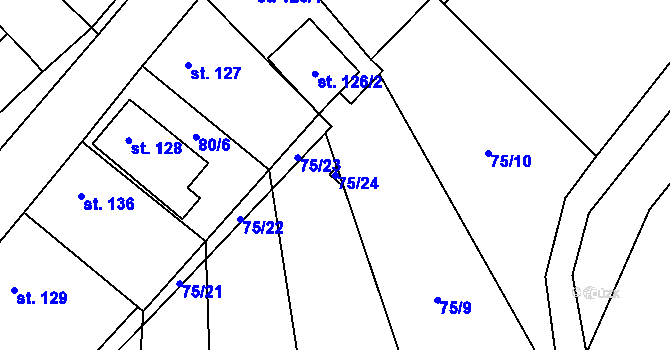 Parcela st. 75/24 v KÚ Smrčná na Moravě, Katastrální mapa