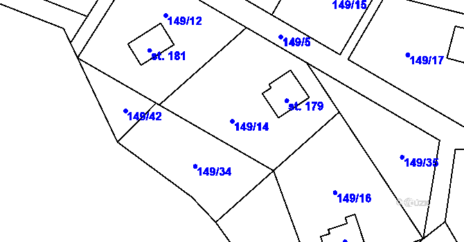 Parcela st. 149/14 v KÚ Smrčná na Moravě, Katastrální mapa