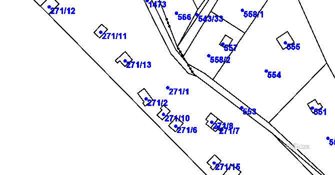 Parcela st. 271/1 v KÚ Smrčná na Moravě, Katastrální mapa
