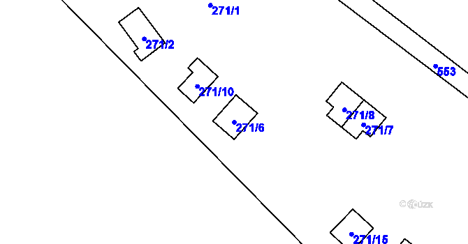 Parcela st. 271/6 v KÚ Smrčná na Moravě, Katastrální mapa