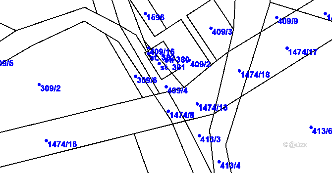 Parcela st. 409/4 v KÚ Smrčná na Moravě, Katastrální mapa