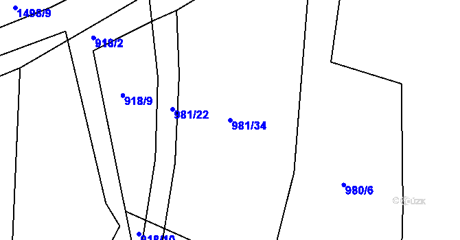 Parcela st. 981/34 v KÚ Smrčná na Moravě, Katastrální mapa
