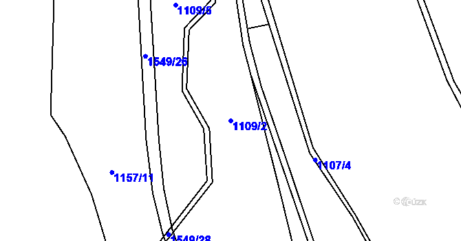 Parcela st. 1109/2 v KÚ Smrčná na Moravě, Katastrální mapa