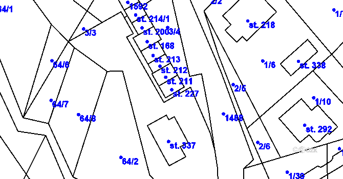 Parcela st. 227 v KÚ Smrčná na Moravě, Katastrální mapa
