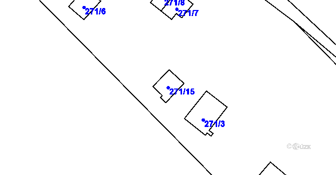 Parcela st. 271/15 v KÚ Smrčná na Moravě, Katastrální mapa