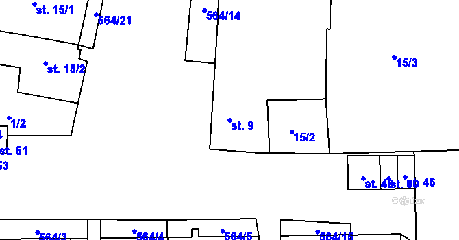 Parcela st. 9 v KÚ Kojatín, Katastrální mapa