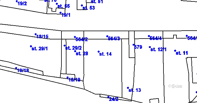 Parcela st. 14 v KÚ Kojatín, Katastrální mapa