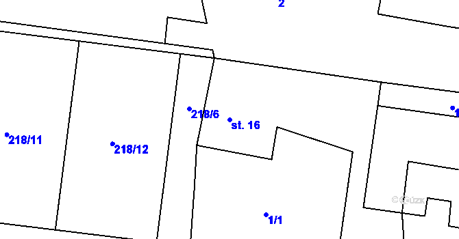 Parcela st. 16 v KÚ Kojatín, Katastrální mapa