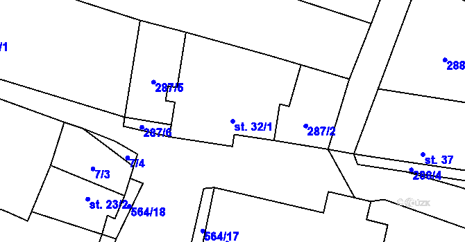 Parcela st. 32/1 v KÚ Kojatín, Katastrální mapa