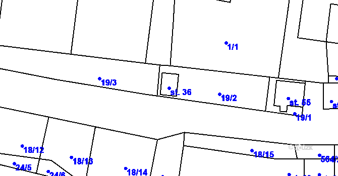 Parcela st. 36 v KÚ Kojatín, Katastrální mapa