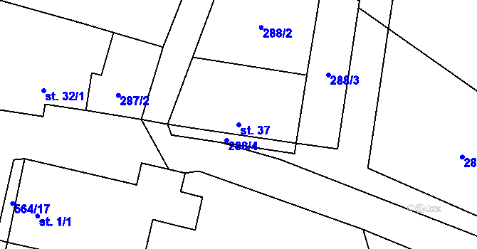 Parcela st. 37 v KÚ Kojatín, Katastrální mapa