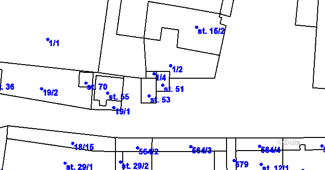 Parcela st. 51 v KÚ Kojatín, Katastrální mapa