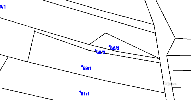 Parcela st. 69/2 v KÚ Kojatín, Katastrální mapa
