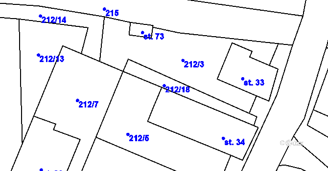 Parcela st. 212/18 v KÚ Kojatín, Katastrální mapa