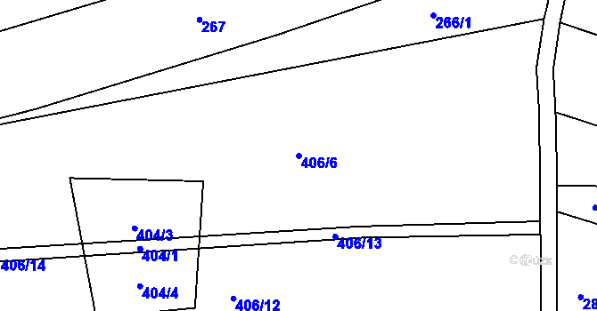 Parcela st. 406/6 v KÚ Kojatín, Katastrální mapa