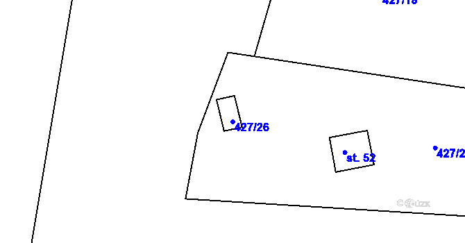 Parcela st. 427/26 v KÚ Kojatín, Katastrální mapa