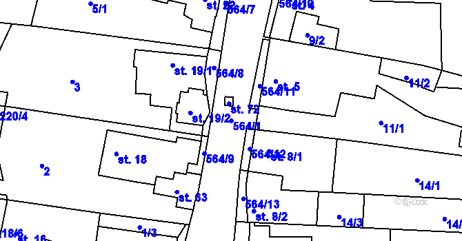 Parcela st. 564/1 v KÚ Kojatín, Katastrální mapa
