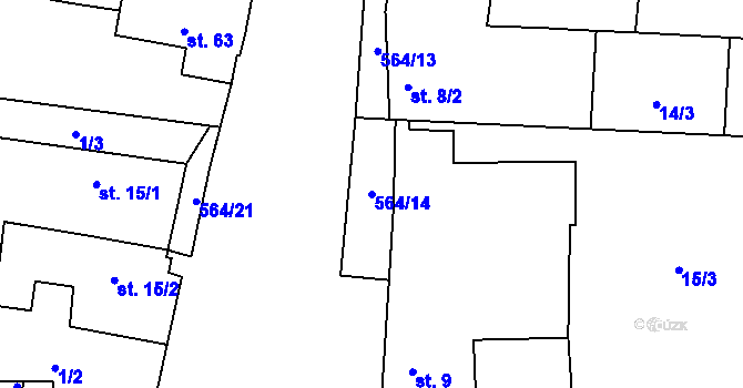 Parcela st. 564/14 v KÚ Kojatín, Katastrální mapa