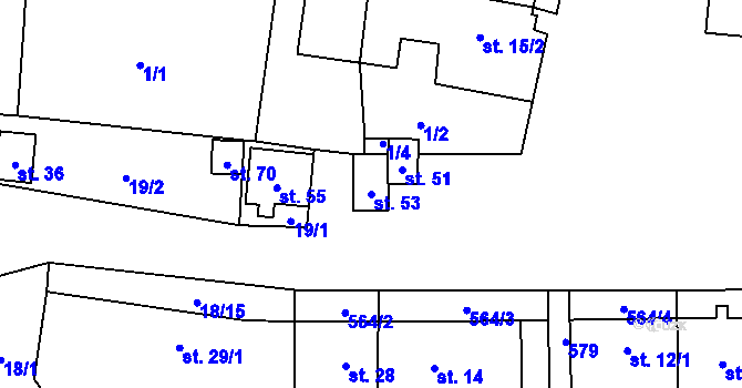 Parcela st. 53 v KÚ Kojatín, Katastrální mapa