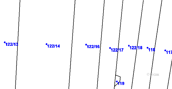 Parcela st. 122/16 v KÚ Kojatín, Katastrální mapa