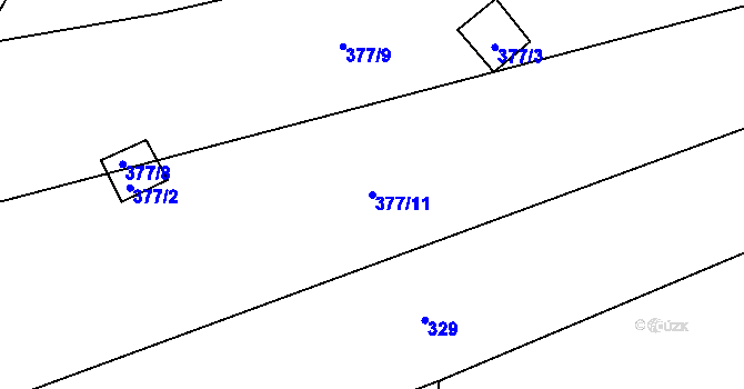 Parcela st. 377/11 v KÚ Kojatín, Katastrální mapa