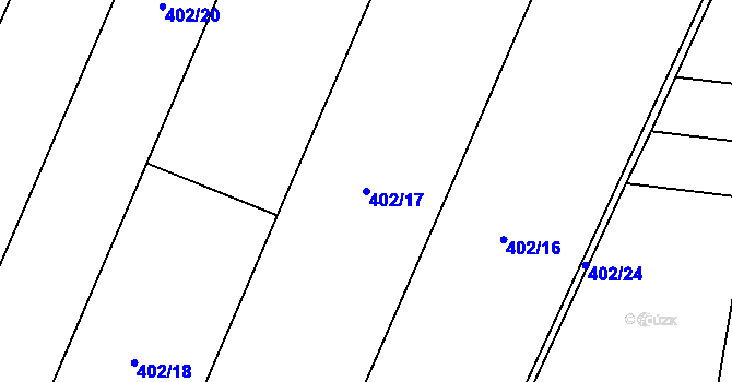 Parcela st. 402/17 v KÚ Kojatín, Katastrální mapa