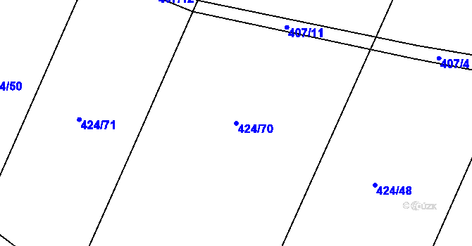 Parcela st. 424/70 v KÚ Kojatín, Katastrální mapa