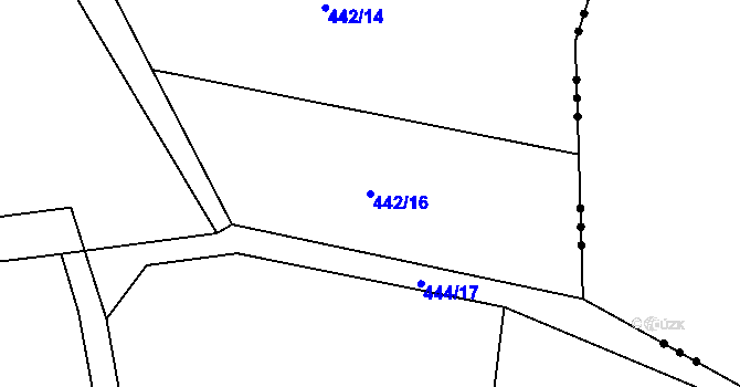 Parcela st. 442/16 v KÚ Kojatín, Katastrální mapa