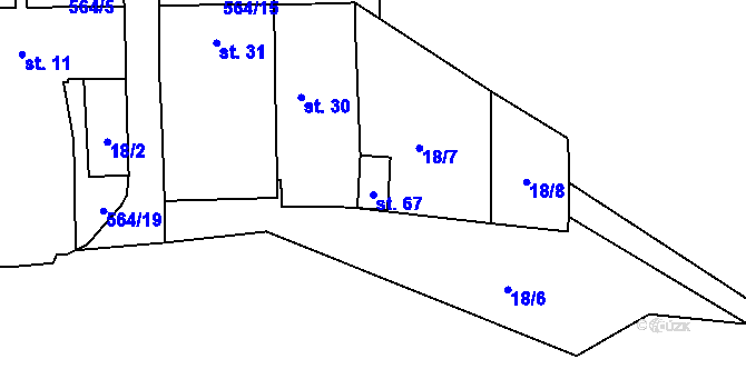 Parcela st. 67 v KÚ Kojatín, Katastrální mapa