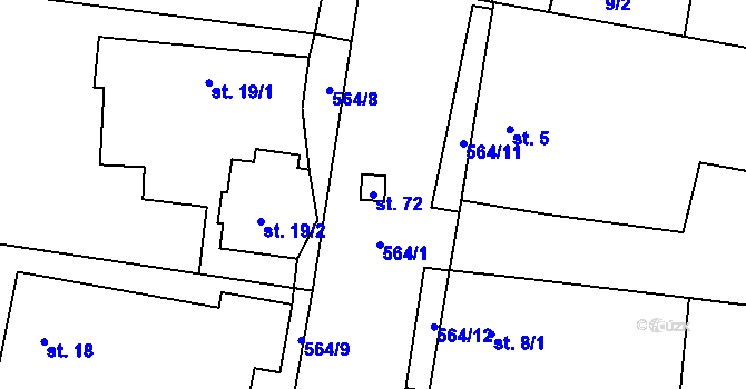 Parcela st. 72 v KÚ Kojatín, Katastrální mapa