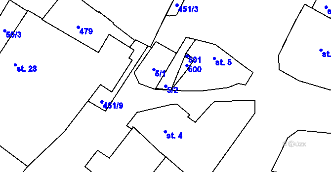 Parcela st. 5/2 v KÚ Smrk na Moravě, Katastrální mapa