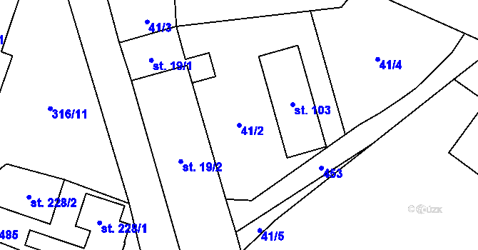 Parcela st. 41/2 v KÚ Smrk na Moravě, Katastrální mapa