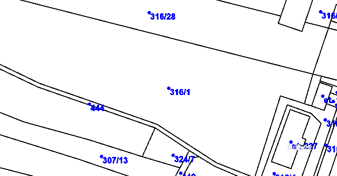 Parcela st. 316/1 v KÚ Smrk na Moravě, Katastrální mapa